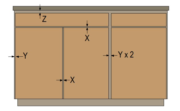 Figure 43 - Gaps, Reveal Overlay Frameless