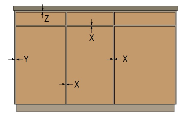 Figure 44 - Gaps, Flush Overlay Frameless