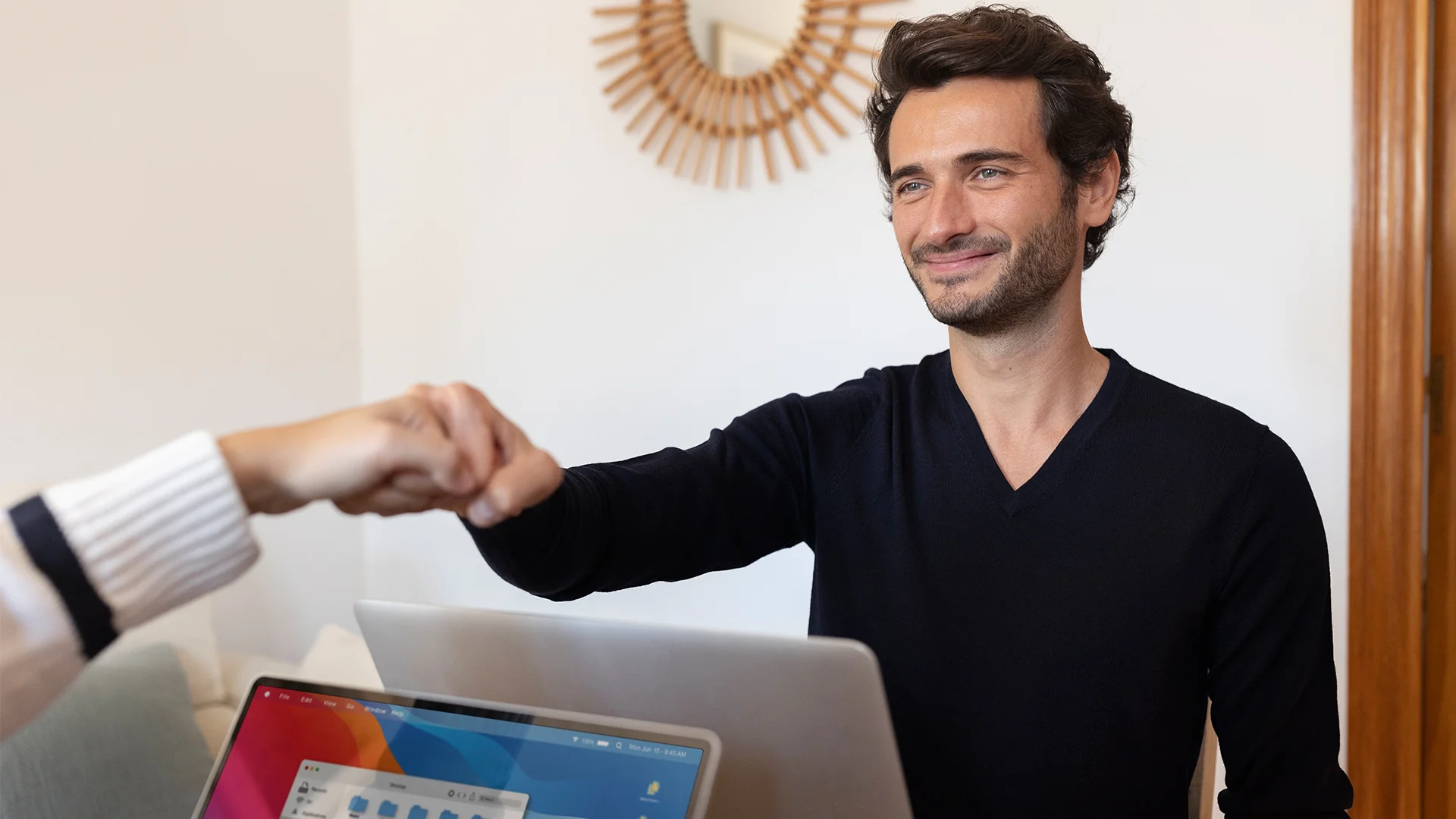 Close up on people working from home